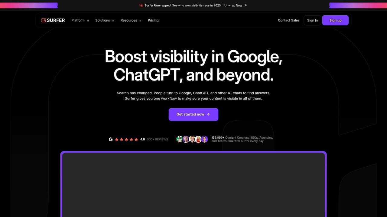 Surfer SEO content editor with real-time optimization metrics